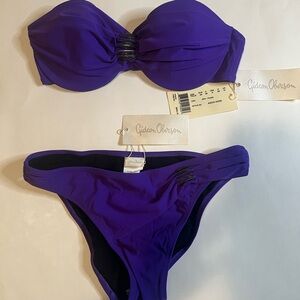 Brand new, with tags! Gideon Oberson purple strapless bikini set, Sz 8